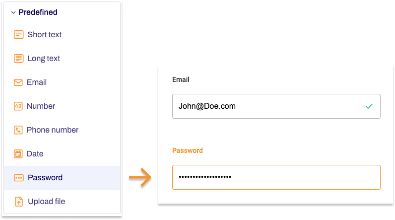 The form element password is shown.