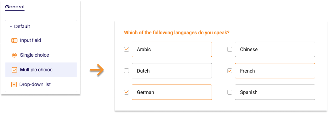 A multiple choice form element is shown.