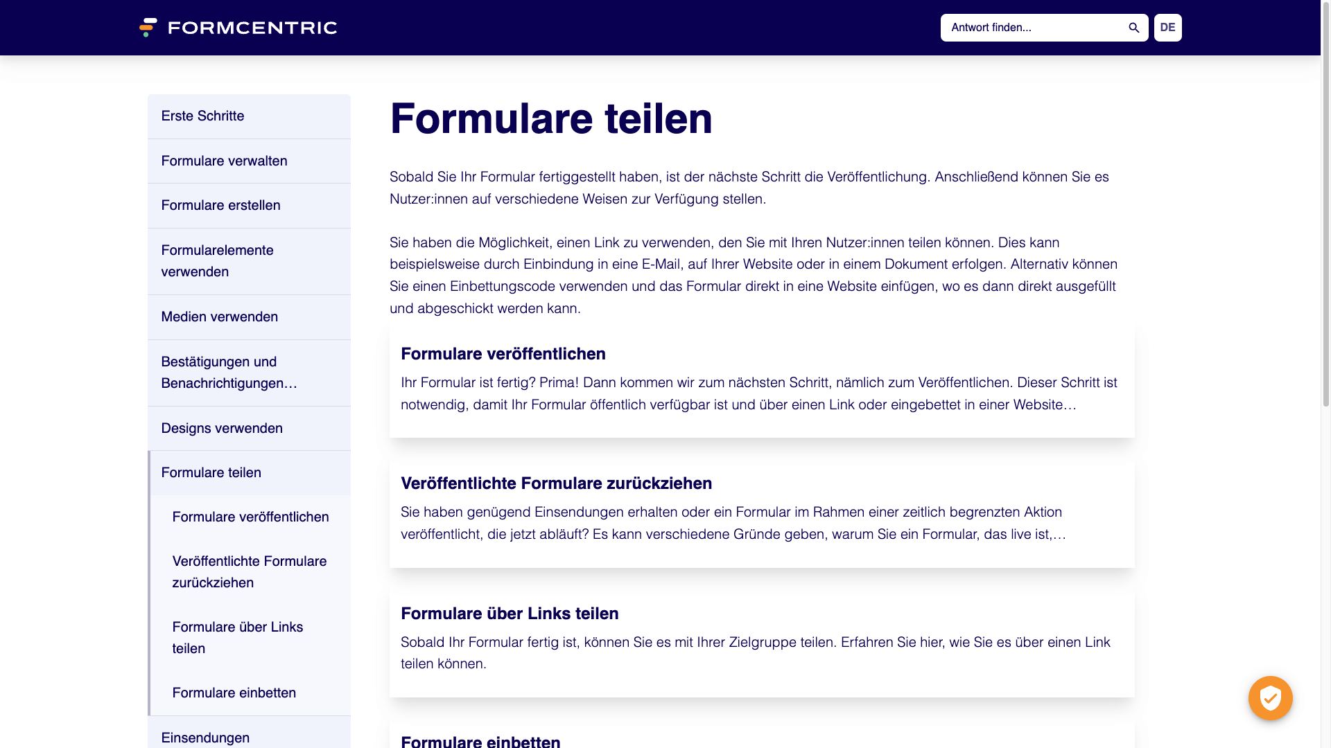 Formulare teilen l Formcentric