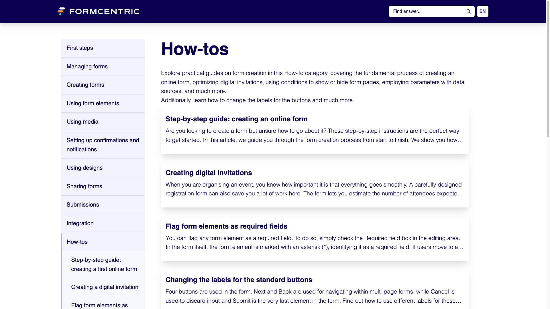How-tos l Formcentric